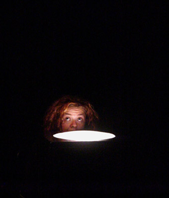 Glowing sound sensitive plinth in Hannah Clemen's IntraSpectral, 2004