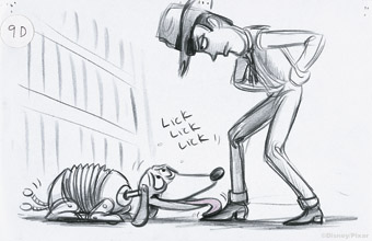from the storyboard of Toy Story, artist Joe Ranft