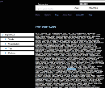 screenshot of Pool website - tag search