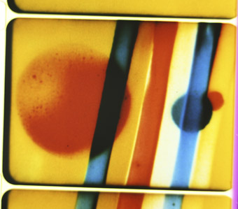 film still from Colour Flight, 1938, Len Lye