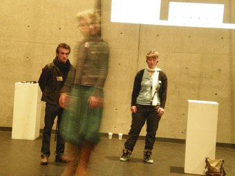 participant in pendulum piece, Jonathan Duckworth, Sensorium Gymnasium, Performance Space