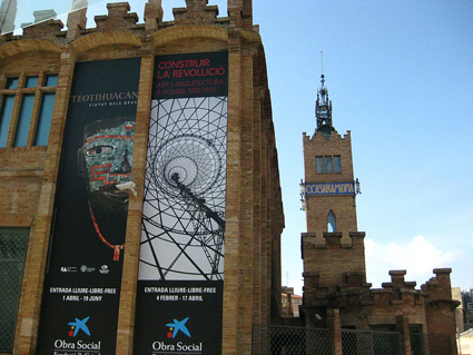 La Caixa Forum with poster for Russian Constructivist Architecture show