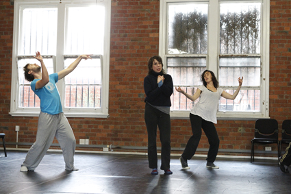 Rennie McDougall, Alison Bell & Harriet Ritchie rehearsing Conversation Piece