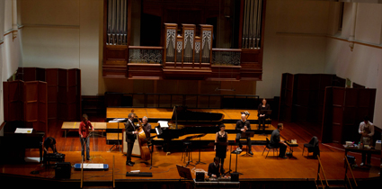 Meredith Lane (electronics), Margit Bruenner (drawing), Christopher Roberts (bass), Al Thumm (electronics), Kate Macfarlane (voice), Peter Handsworth (clarinet), Melanie Walters (flutes), Daniel Thorpe (chess), Jesse Budel (cake-making), John Cage Day