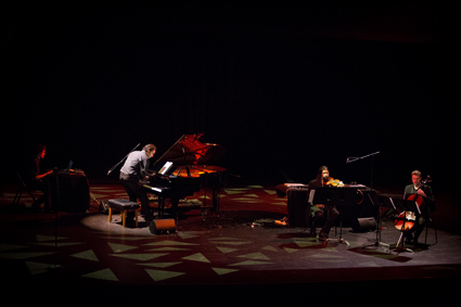 Stuart James, Aaron Wyatt, Tristen Parr performing Daniel Mayer's Lokale Orbit/Trio 1 for violin, cello, piano and electronics, THNMF13 