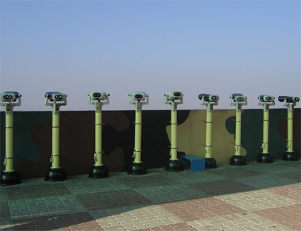 Telescopes overlooking the Demilitarized Zone between North and South Korea