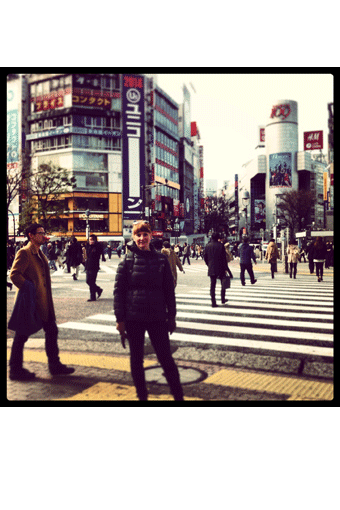 1) Michaela Gleave, Shibuya crossing, Tokyo, 2014; 2) Michaela Gleave, Eclipse Machine (Blue, Red), 2013