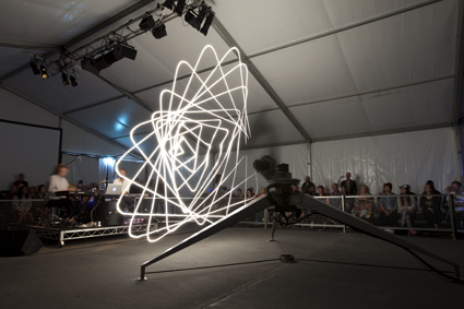 The Ada Project, Conrad Shawcross, (slow exposure exposing light tracing)