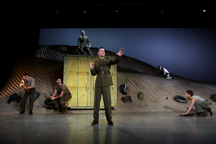 NIDA students perform Stephen Sewell’s Kandahar Gate, 2014. Stage design by NIDA Design students Charles Davis (set), Emma Vine (costume)