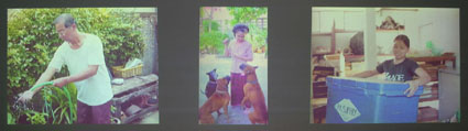 Wit Pimkanchanapong, Family Portrait (2002),<BR /> 3 screens video, loop, Thailand , 2004″></p>
<p class=