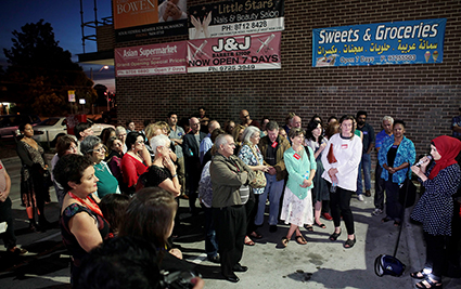 Shukufa Tahiri, rally speech outside Chris Bowen’s electoral office, West Fairfield Shopping Centre, Origin-Transit-Destination