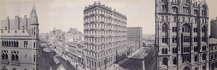 Melvin Vaniman, Panorama of intersection of Collins and Queen Streets Melbourne, 1903, platinum photograph 