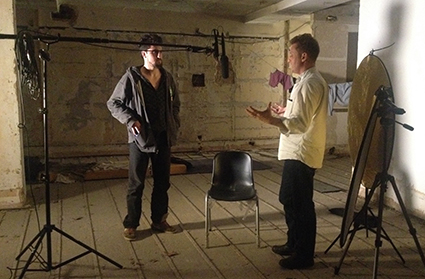 Amir Taaki and Alex Winter on set of Deep Web