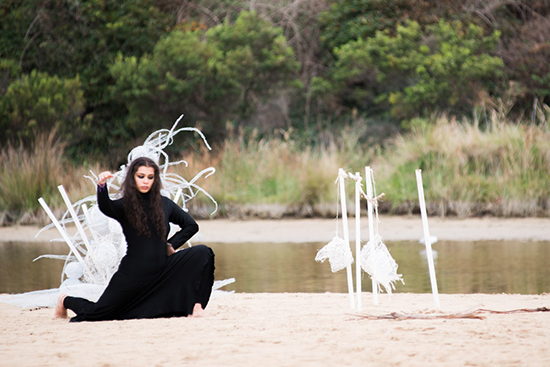 Site-specific performance improvisation, Louise Morris, Anne Scott Wilson, Lorne Sculpture Biennale, 2016