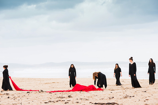 Site-specific performance improvisation, Lousie Morris, Anne Scott Wilson, Lorne Sculpture Biennale, 2016