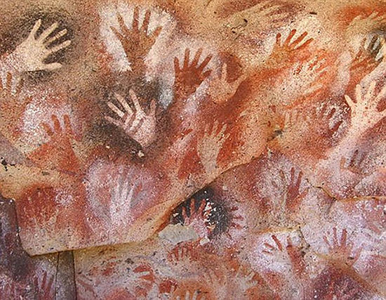 Handprints on the walls of Pech Merle’s caves, France