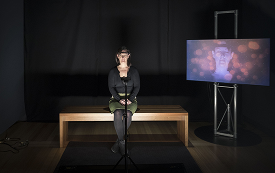 Subject undergoing George Khut’s interactive brainwave experience, 2016, National Portrait Gallery
