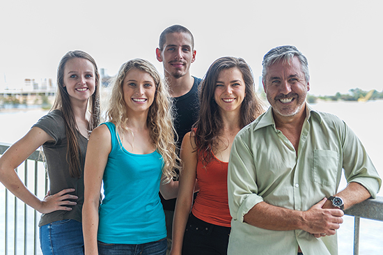 L-R: LINK Dance Company, 2016: April Vardy, Cheyenne Davis, Anthony Rinaldi, Tanya Brown and Michael Whaites