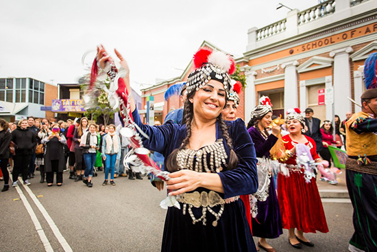 Assyrian wedding procession, performance documentation, Women of Fairfield