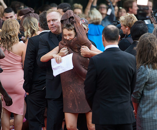 “End the Sausage Party” demonstrator, AACTA Awards red carpet in Sydney, 2016